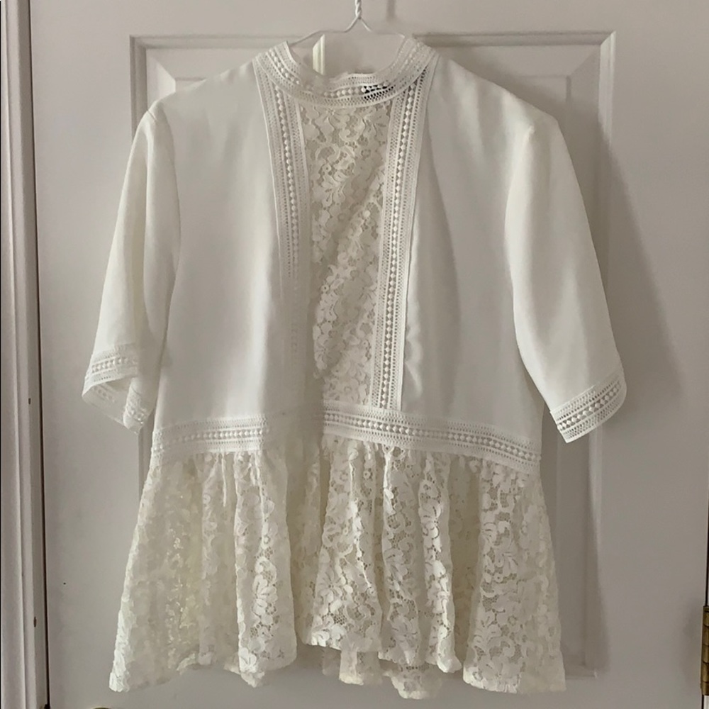 Zara White, Lace Blouse Top